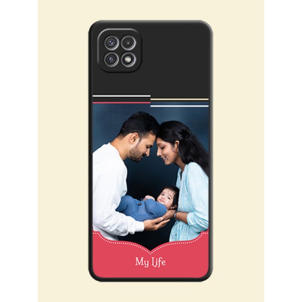 Classic Plain Design with Name on Photo on Space Black Soft Matte Phone Cover - Galaxy A22 5G