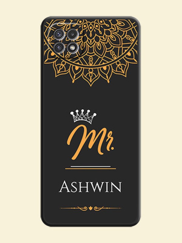 Mr Name with Floral Design  on Personalised Space Black Soft Matte Cases - Galaxy A22 5G