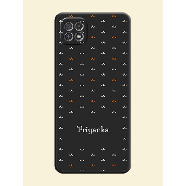 Simple Pattern With Custom Text On Space Black Personalized Soft Matte Phone Covers -Samsung Galaxy A22 5G Simple Pattern With Custom Text On Space Black Personalized Soft Matte Phone Covers -Samsung Galaxy A22 5G
