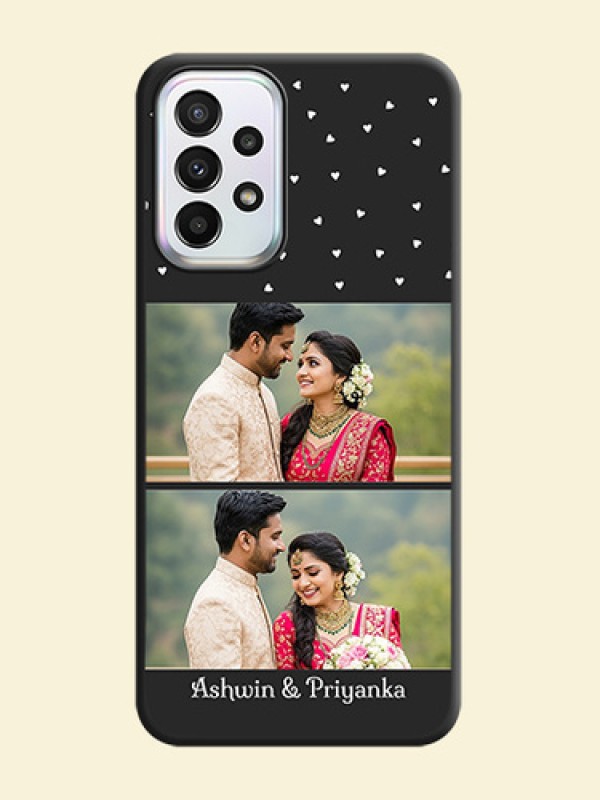 Miniature Love Symbols with Name on Space Black Custom Soft Matte Back Cover - Galaxy A23