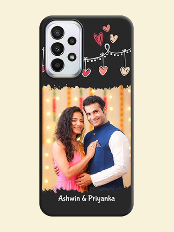 Pink Love Hangings with Name on Space Black Custom Soft Matte Phone Cases - Galaxy A23