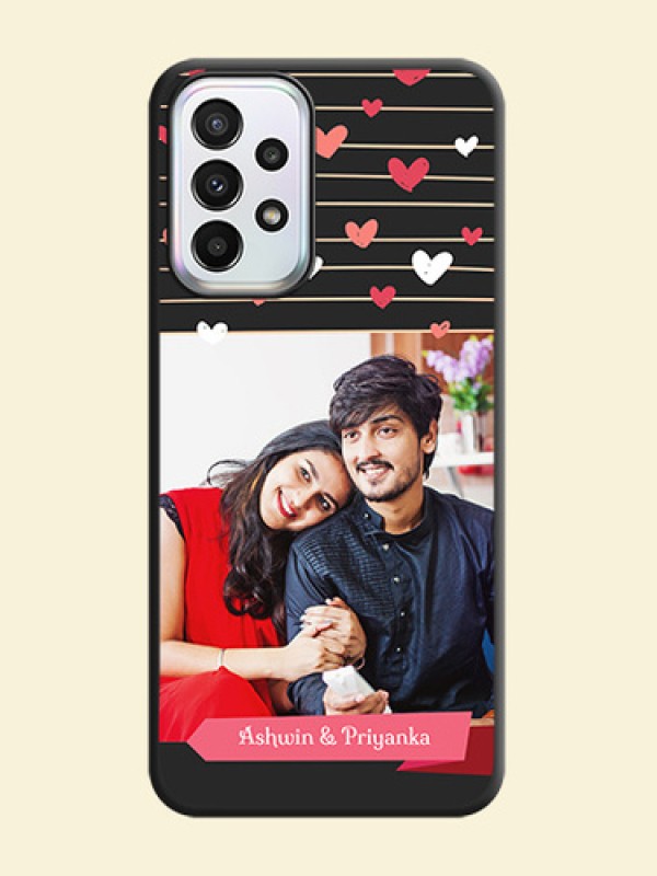 Love Pattern with Name on Pink Ribbon  on Photo on Space Black Soft Matte Back Cover - Galaxy A23