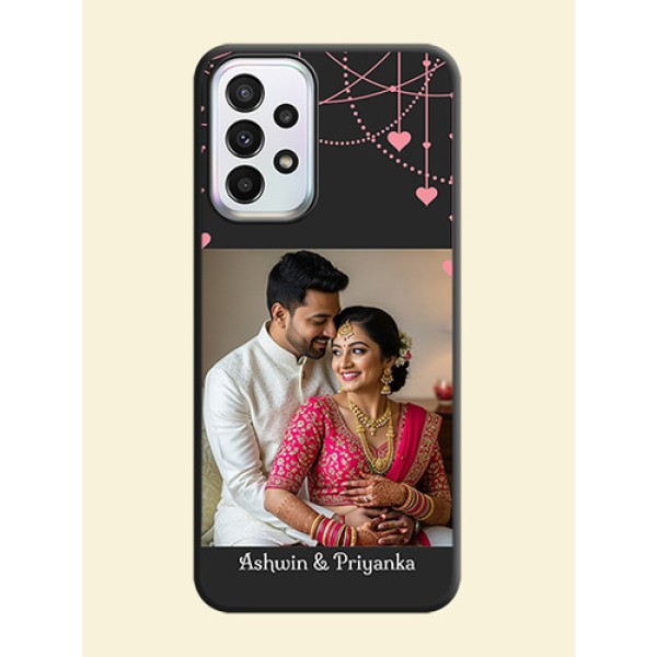 Pink Love Hangings with Text on Space Black Custom Soft Matte Back Cover - Galaxy A23 Pink Love Hangings with Text on Space Black Custom Soft Matte Back Cover - Galaxy A23