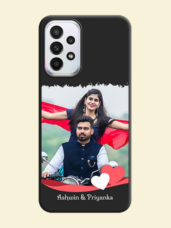 Pin Color Love Shaped Ribbon Design with Text on Space Black Custom Soft Matte Phone Back Cover - Galaxy A23