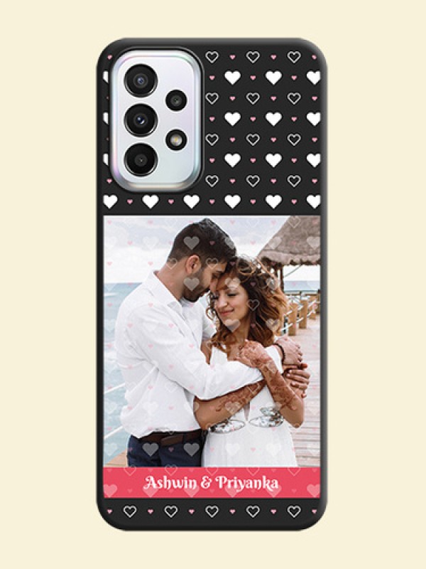 White Color Love Symbols with Text Design on Photo on Space Black Soft Matte Phone Cover - Galaxy A23