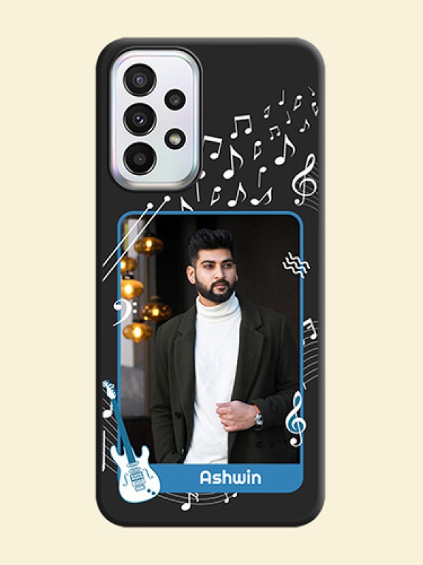 Musical Theme Design with Text on Photo on Space Black Soft Matte Mobile Case - Galaxy A23