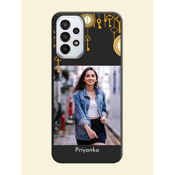 Decorative Design with Text on Space Black Custom Soft Matte Back Cover - Galaxy A23 Decorative Design with Text on Space Black Custom Soft Matte Back Cover - Galaxy A23