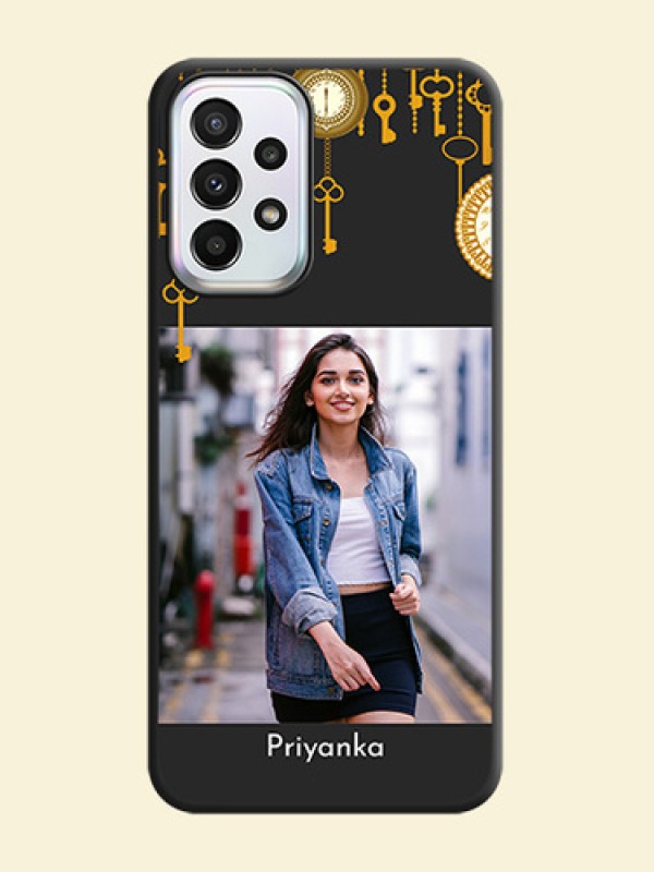 Decorative Design with Text on Space Black Custom Soft Matte Back Cover - Galaxy A23