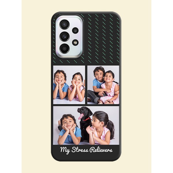 Cross Dotted Pattern with 2 Image Holder on Personalised Space Black Soft Matte Cases - Galaxy A23 Cross Dotted Pattern with 2 Image Holder on Personalised Space Black Soft Matte Cases - Galaxy A23
