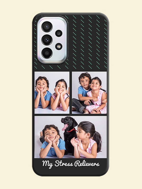 Cross Dotted Pattern with 2 Image Holder  on Personalised Space Black Soft Matte Cases - Galaxy A23