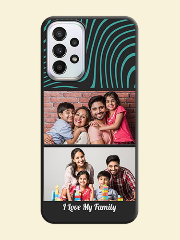 Wave Pattern with 2 Image Holder on Space Black Personalized Soft Matte Phone Covers - Galaxy A23