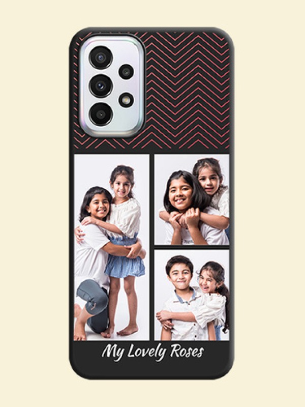 Wave Pattern with 3 Image Holder on Space Black Custom Soft Matte Back Cover - Galaxy A23