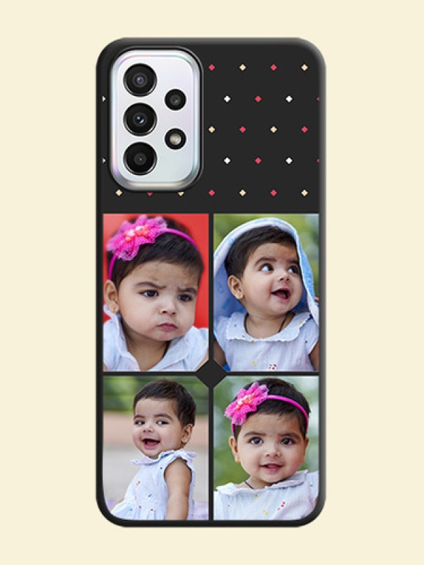 Multicolor Dotted Pattern with 4 Image Holder on Space Black Custom Soft Matte Phone Cases - Galaxy A23