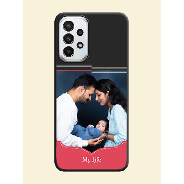 Classic Plain Design with Name on Photo on Space Black Soft Matte Phone Cover - Galaxy A23