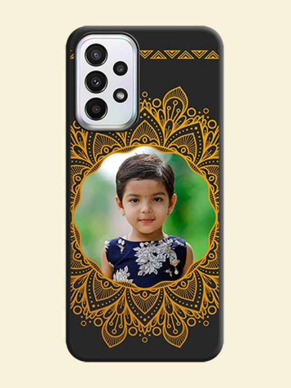 Round Image with Floral Design on Photo on Space Black Soft Matte Mobile Cover - Galaxy A23