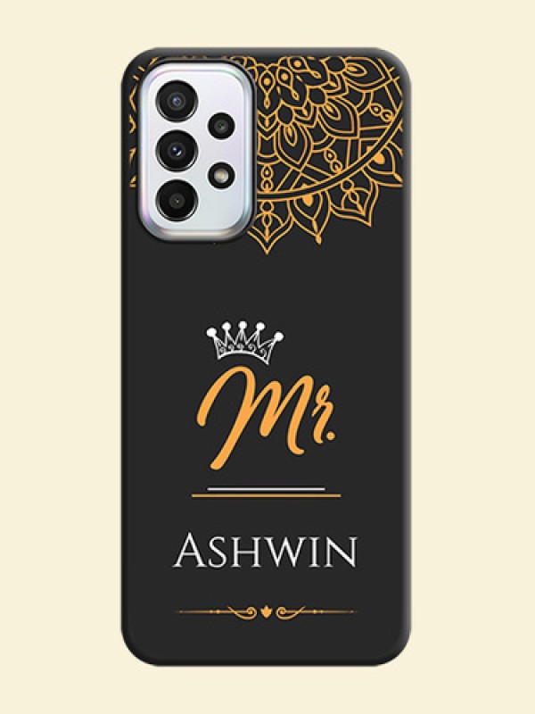 Mr Name with Floral Design  on Personalised Space Black Soft Matte Cases - Galaxy A23