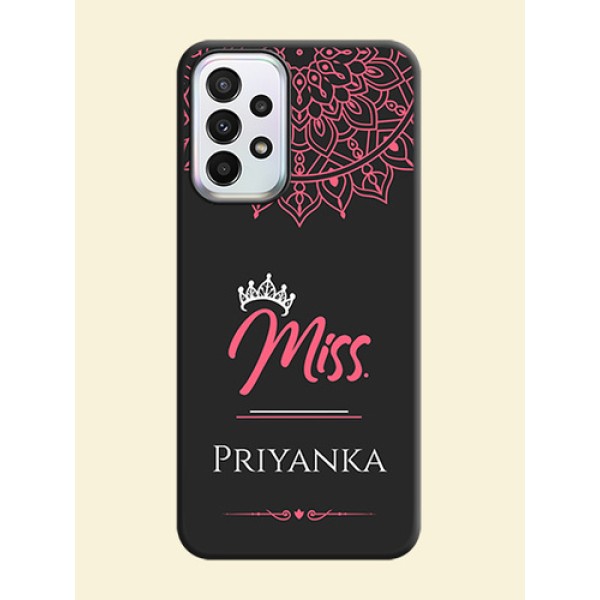 Mrs Name with Floral Design on Space Black Personalized Soft Matte Phone Covers - Galaxy A23 Mrs Name with Floral Design on Space Black Personalized Soft Matte Phone Covers - Galaxy A23