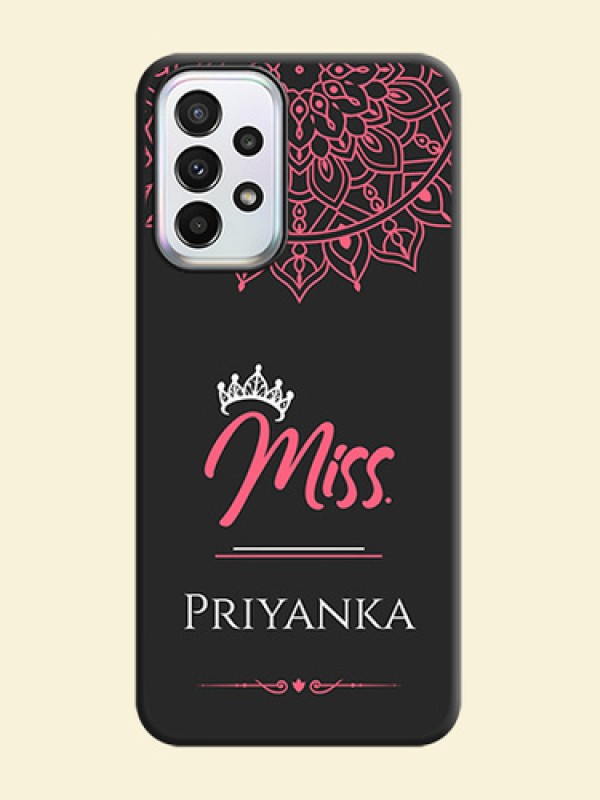Mrs Name with Floral Design on Space Black Personalized Soft Matte Phone Covers - Galaxy A23