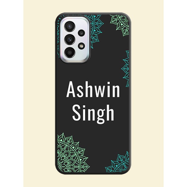 Your Name with Floral Design on Space Black Custom Soft Matte Back Cover - Galaxy A23