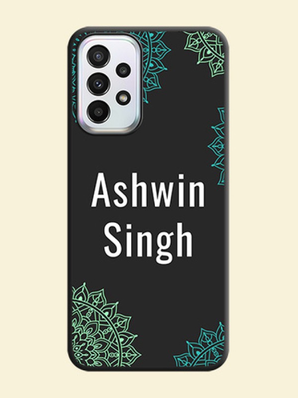 Your Name with Floral Design on Space Black Custom Soft Matte Back Cover - Galaxy A23
