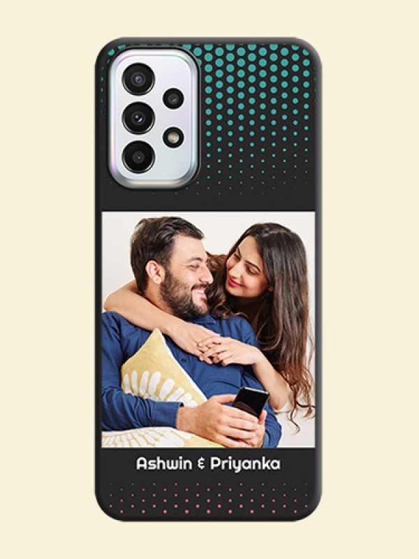 Faded Dots with Grunge Photo Frame and Text on Space Black Custom Soft Matte Phone Cases - Galaxy A23
