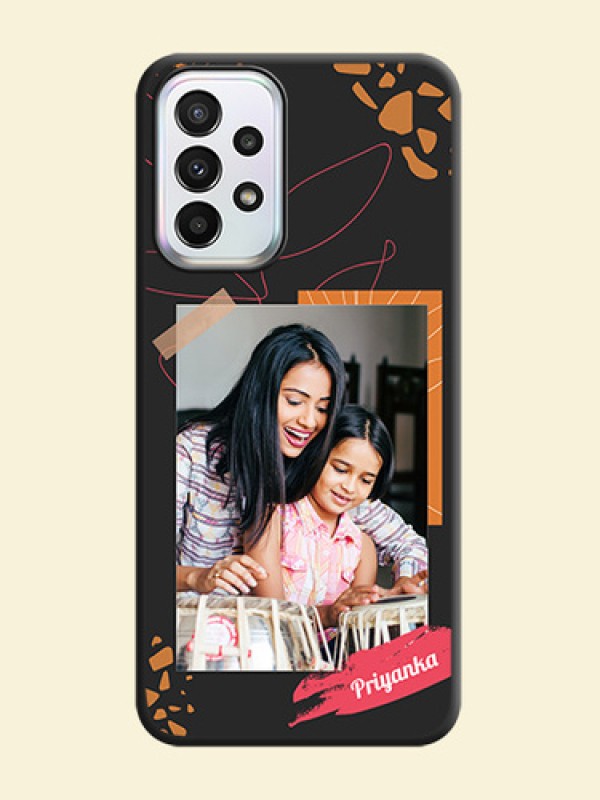 Orange Photo Frame on Space Black Custom Soft Matte Phone Back Cover - Galaxy A23