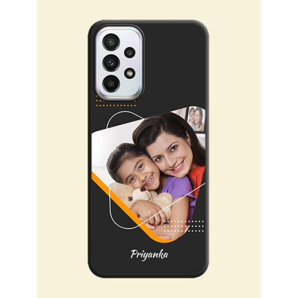 Yellow Triangle on Photo on Space Black Soft Matte Phone Cover - Galaxy A23 Yellow Triangle on Photo on Space Black Soft Matte Phone Cover - Galaxy A23
