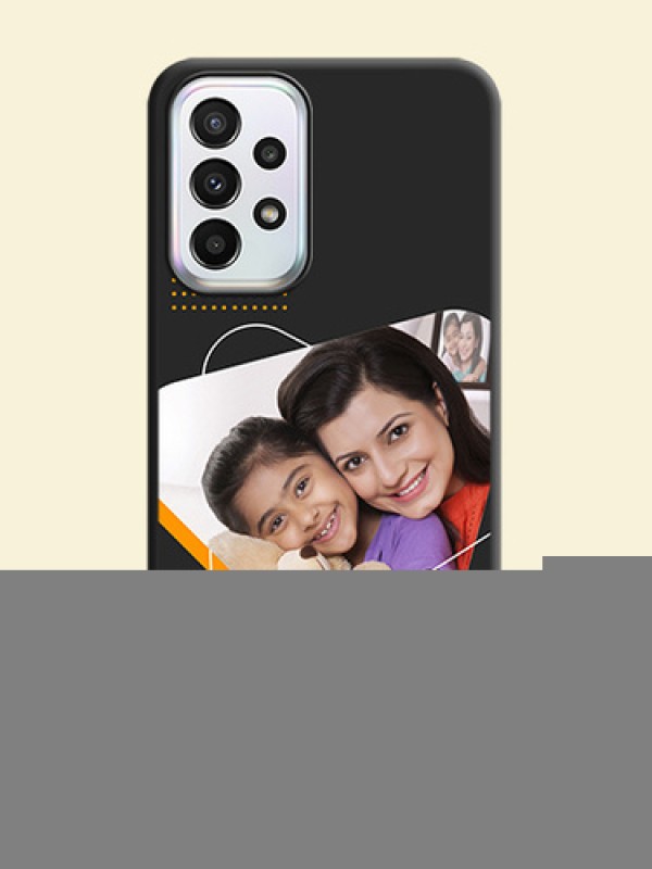 Yellow Triangle on Photo on Space Black Soft Matte Phone Cover - Galaxy A23