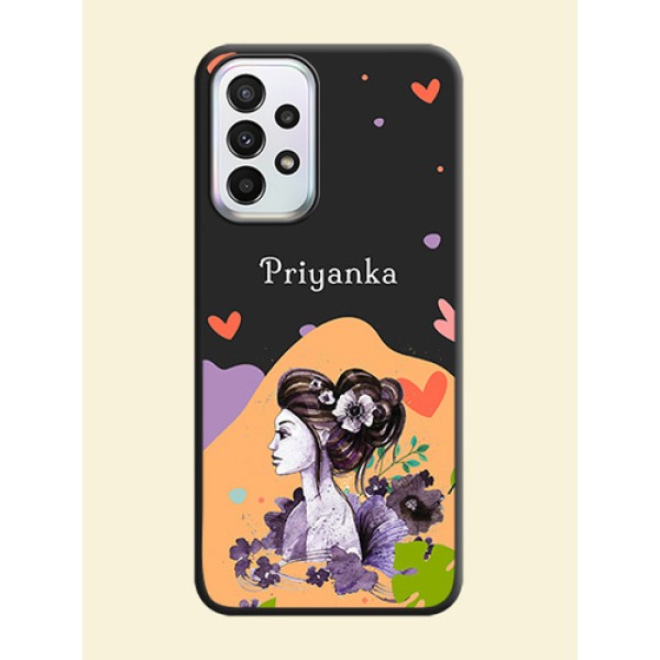 Namecase For Her With Fancy Lady Image On Space Black Personalized Soft Matte Phone Covers -Samsung Galaxy A23 5G
