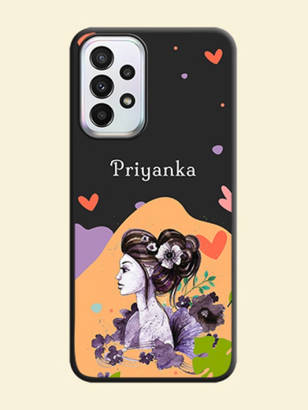 Namecase For Her With Fancy Lady Image On Space Black Personalized Soft Matte Phone Covers -Samsung Galaxy A23 5G