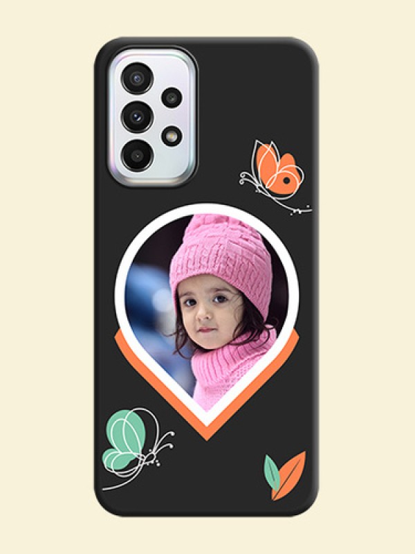Upload Pic With Simple Butterly Design On Space Black Personalized Soft Matte Phone Covers -Samsung Galaxy A23 5G