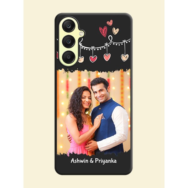 Pink Love Hangings with Name on Space Black Custom Soft Matte Phone Cases - Galaxy A25 5G Pink Love Hangings with Name on Space Black Custom Soft Matte Phone Cases - Galaxy A25 5G