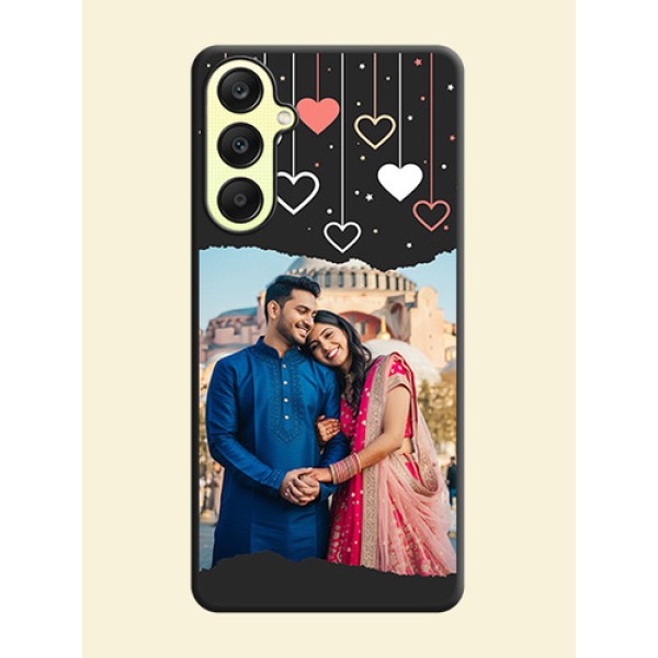 Love Hangings with Splash Wave Picture on Space Black Custom Soft Matte Phone Back Cover - Galaxy A25 5G Love Hangings with Splash Wave Picture on Space Black Custom Soft Matte Phone Back Cover - Galaxy A25 5G