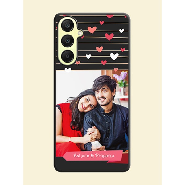 Love Pattern with Name on Pink Ribbon - Photo on Space Black Soft Matte Back Cover - Galaxy A25 5G Love Pattern with Name on Pink Ribbon - Photo on Space Black Soft Matte Back Cover - Galaxy A25 5G