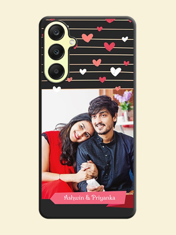 Love Pattern with Name on Pink Ribbon - Photo on Space Black Soft Matte Back Cover - Galaxy A25 5G