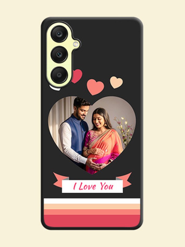 Love Shaped Photo with Colorful Stripes on Personalised Space Black Soft Matte Cases - Galaxy A25 5G