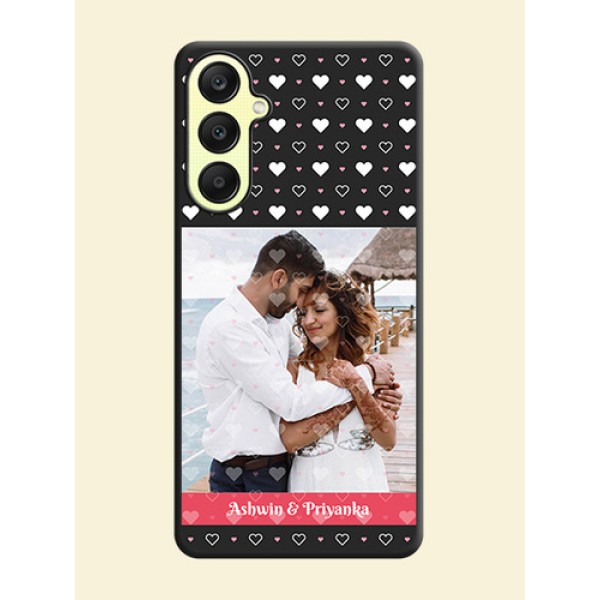 White Color Love Symbols with Text Design - Photo on Space Black Soft Matte Phone Cover - Galaxy A25 5G