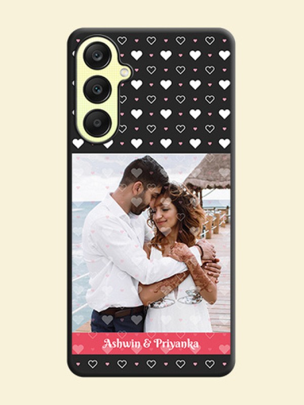 White Color Love Symbols with Text Design - Photo on Space Black Soft Matte Phone Cover - Galaxy A25 5G