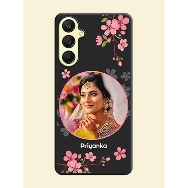 Round Image with Pink Color Floral Design - Photo on Space Black Soft Matte Back Cover - Galaxy A25 5G Round Image with Pink Color Floral Design - Photo on Space Black Soft Matte Back Cover - Galaxy A25 5G