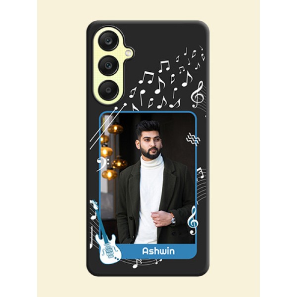 Musical Theme Design with Text - Photo on Space Black Soft Matte Mobile Case - Galaxy A25 5G