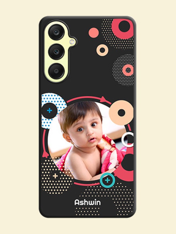 Multicoloured Round Image on Personalised Space Black Soft Matte Cases - Galaxy A25 5G