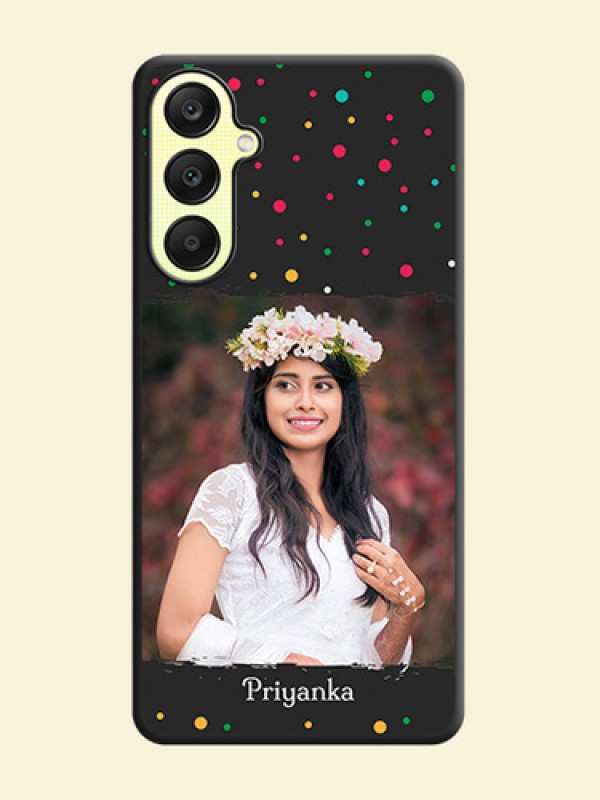 Multicolor Dotted Pattern with Text on Space Black Custom Soft Matte Phone Back Cover - Galaxy A25 5G