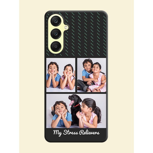 Cross Dotted Pattern with 2 Image Holder on Personalised Space Black Soft Matte Cases - Galaxy A25 5G Cross Dotted Pattern with 2 Image Holder on Personalised Space Black Soft Matte Cases - Galaxy A25 5G
