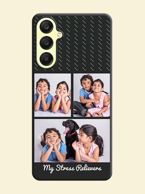 Cross Dotted Pattern with 2 Image Holder on Personalised Space Black Soft Matte Cases - Galaxy A25 5G