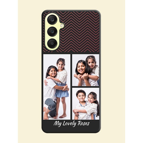 Wave Pattern with 3 Image Holder on Space Black Custom Soft Matte Back Cover - Galaxy A25 5G Wave Pattern with 3 Image Holder on Space Black Custom Soft Matte Back Cover - Galaxy A25 5G