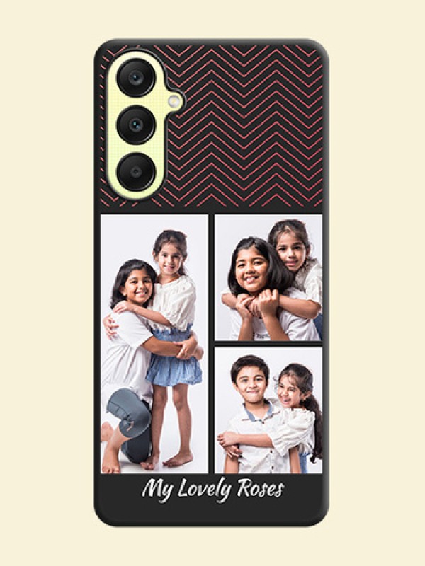 Wave Pattern with 3 Image Holder on Space Black Custom Soft Matte Back Cover - Galaxy A25 5G