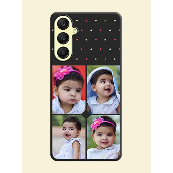 Multicolor Dotted Pattern with 4 Image Holder on Space Black Custom Soft Matte Phone Cases - Galaxy A25 5G Multicolor Dotted Pattern with 4 Image Holder on Space Black Custom Soft Matte Phone Cases - Galaxy A25 5G