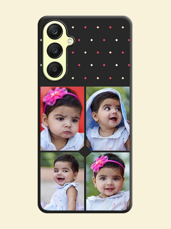 Multicolor Dotted Pattern with 4 Image Holder on Space Black Custom Soft Matte Phone Cases - Galaxy A25 5G