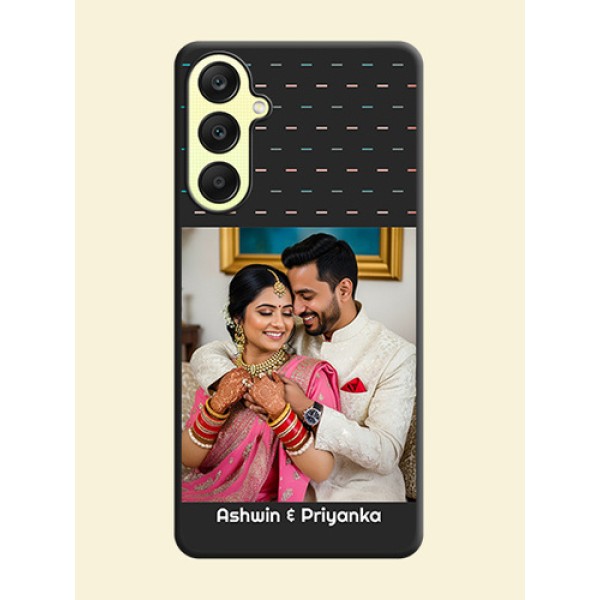 Line Pattern Design with Text on Space Black Custom Soft Matte Phone Back Cover - Galaxy A25 5G Line Pattern Design with Text on Space Black Custom Soft Matte Phone Back Cover - Galaxy A25 5G