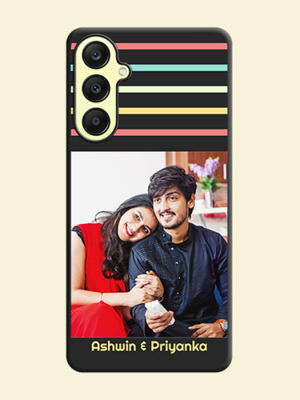 Color Stripes with Photo and Text - Photo on Space Black Soft Matte Mobile Case - Galaxy A25 5G
